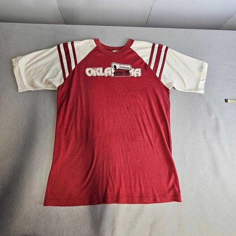 Vintage Oklahoma Sooners Men’s T-Shirt Red Size XL Wagon OU NCAA Football